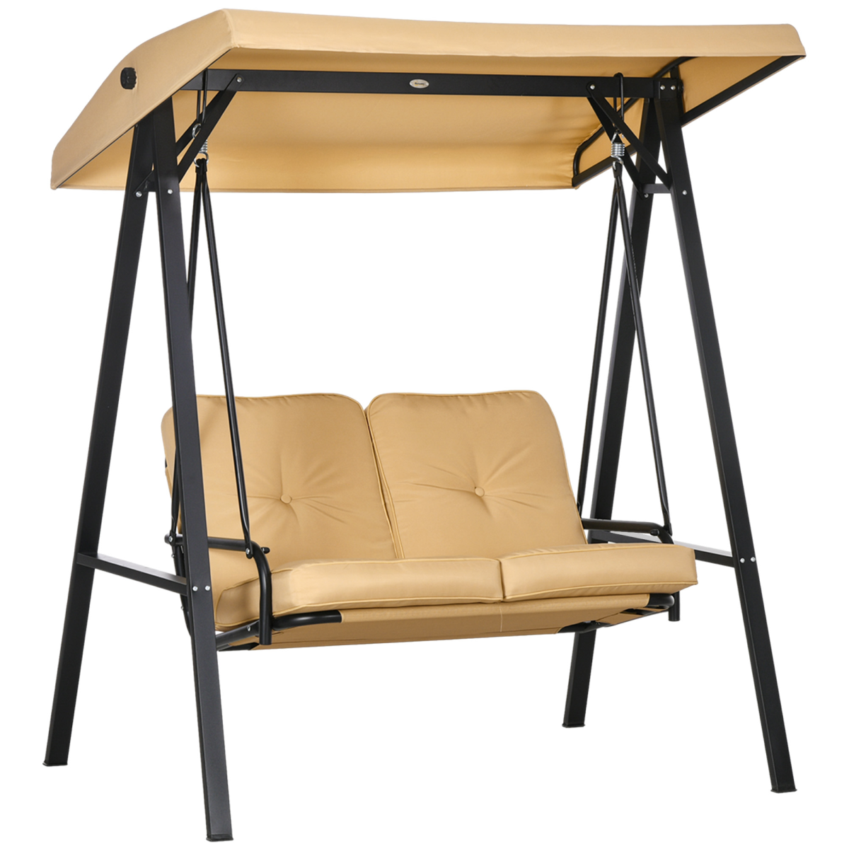 Outsunny 2-Seater Garden Swing Chair Hammock with Adjustable Canopy & Cushions – Steel Frame