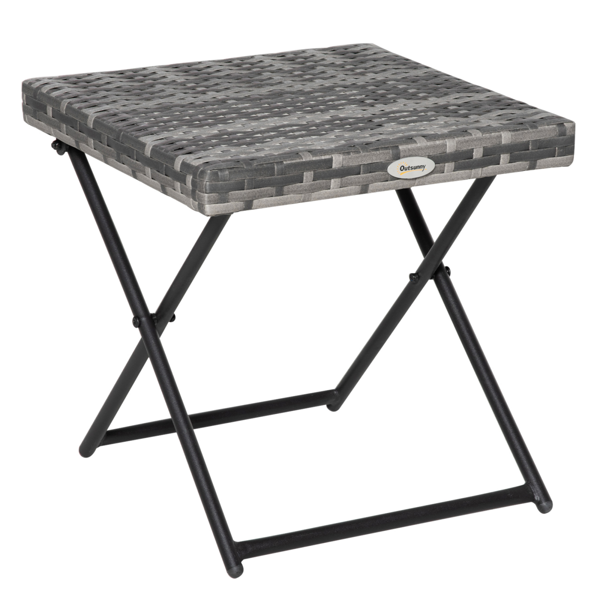 Outsunny Folding Square Rattan Coffee Table with Steel Frame – Compact Bistro Table for Balcony and Garden
