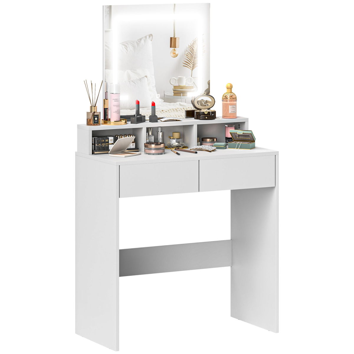 HOMCOM white dressing table with LED mirror