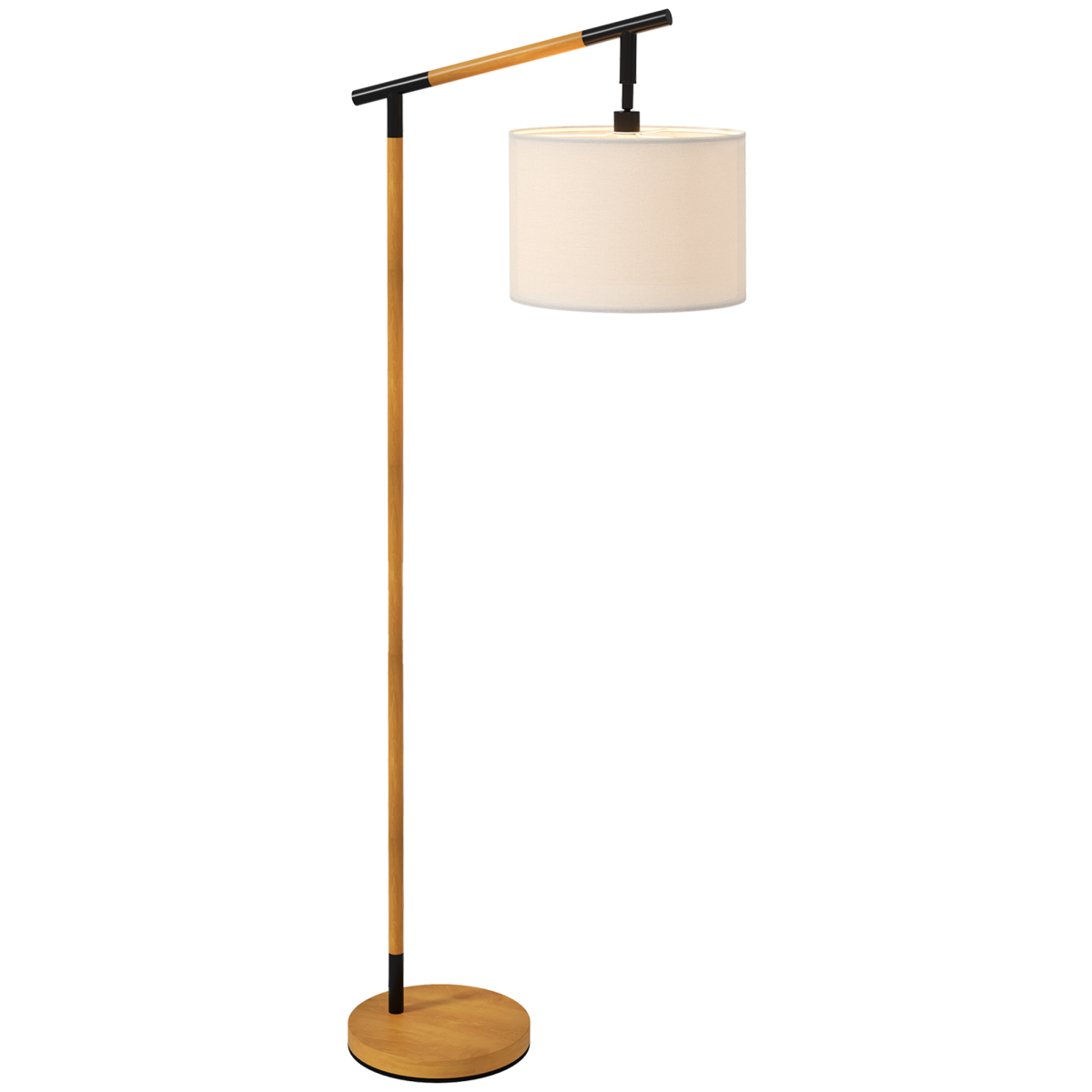 HOMCOM Floor Lamp with 350° Rotating Lampshade, Footswitch and LED Bulb Included – Metal Frame, Brown