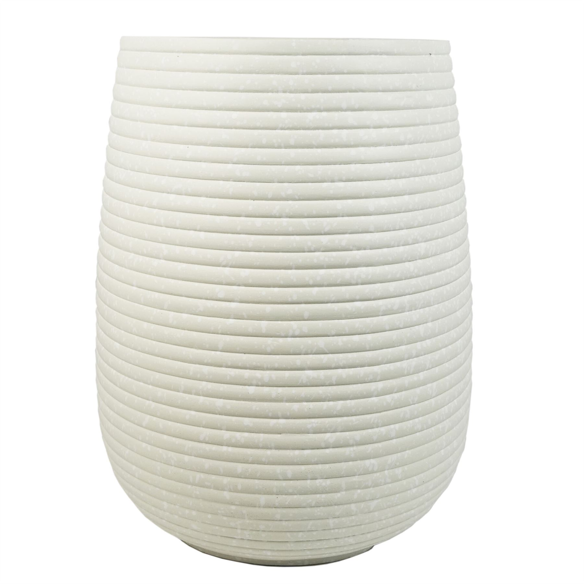 Leaf Mikos Large Ridged Composite Planter, 41cm x 30cm – Stylish Plant Pot, Stone Colour