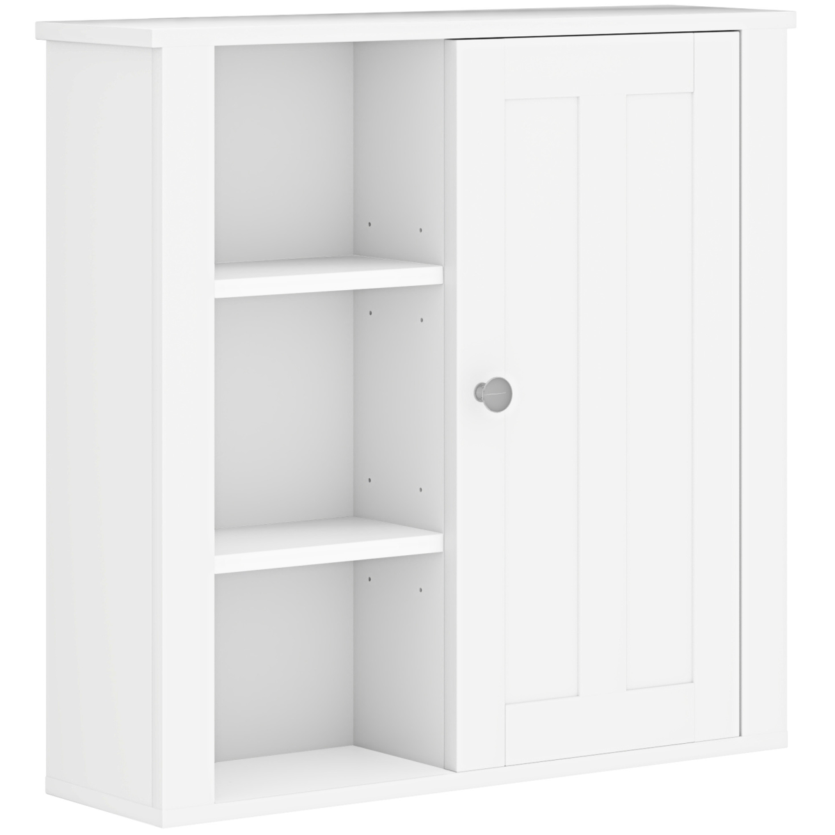 HOMCOM Modern Wall-Mounted Bathroom Cabinet with Adjustable Shelves and Open Side Storage – Space-Saving, White