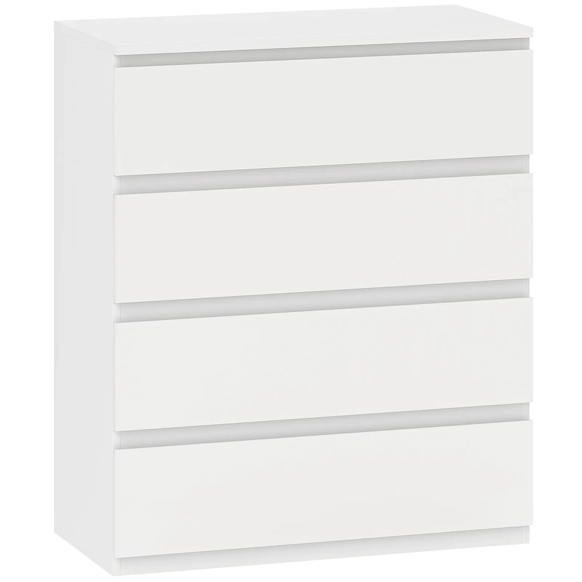 HOMCOM Chest of 4 Drawers with Anti-Tipping Hardware – Classic Bedroom Storage Unit, White