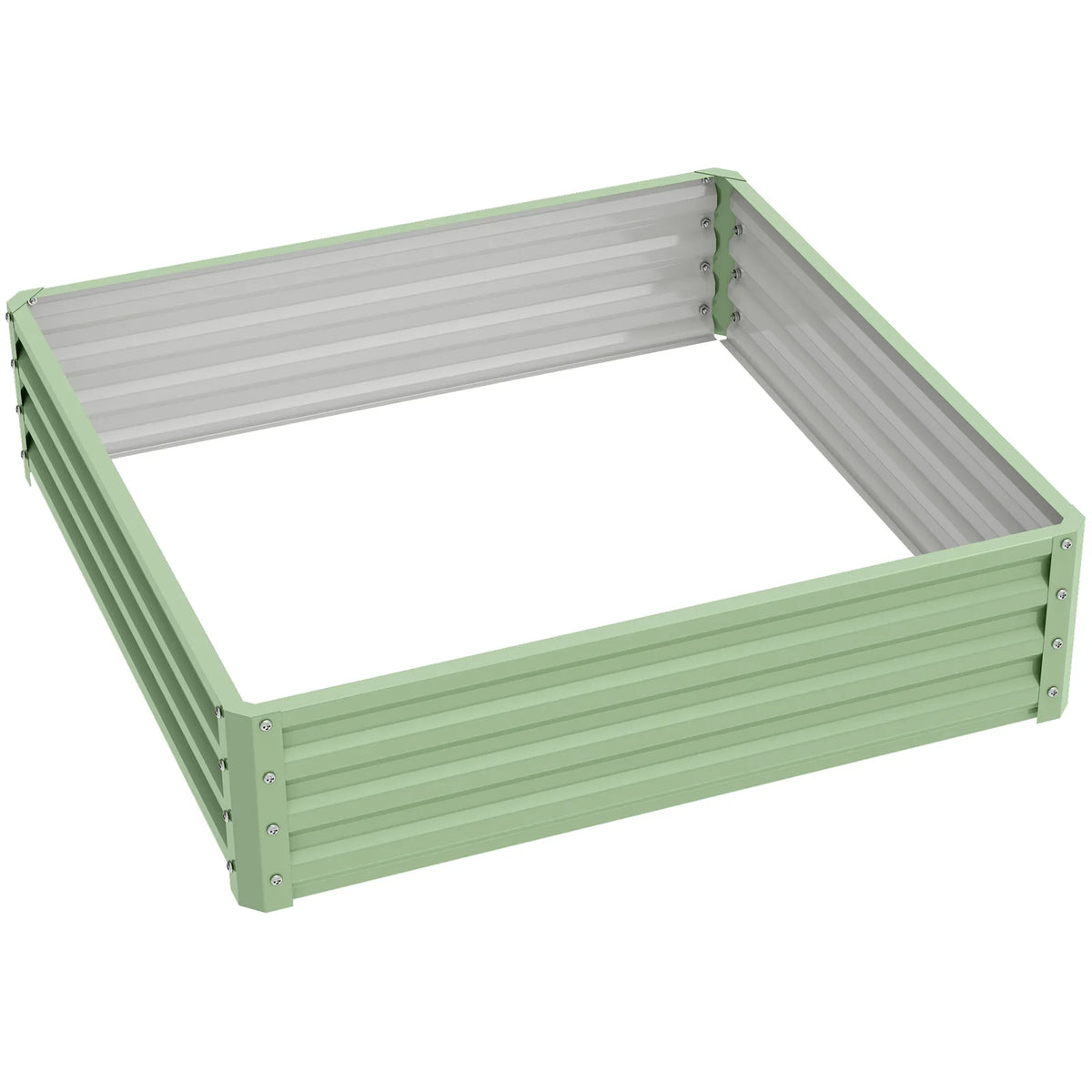Outsunny Square Raised Garden Bed with Galvanised Steel Frame – 120 x 120 x 30cm Planter Box for Vegetables, Flowers and Herbs