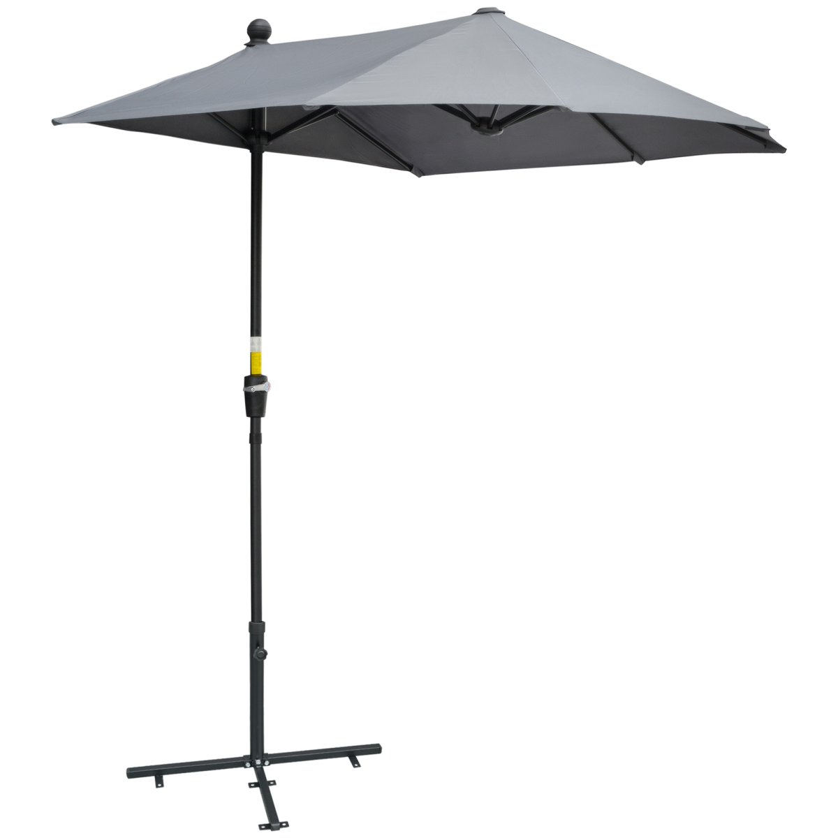 Outsunny 2m Half Garden Parasol with Crank Handle & Base – Double-Sided Canopy for Small Spaces, Dark Grey