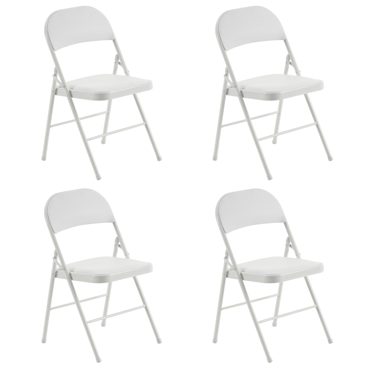 4pcs Foldable Steel & PVC Chairs with Padded Seat – Convention, Exhibition & Event Seating, White