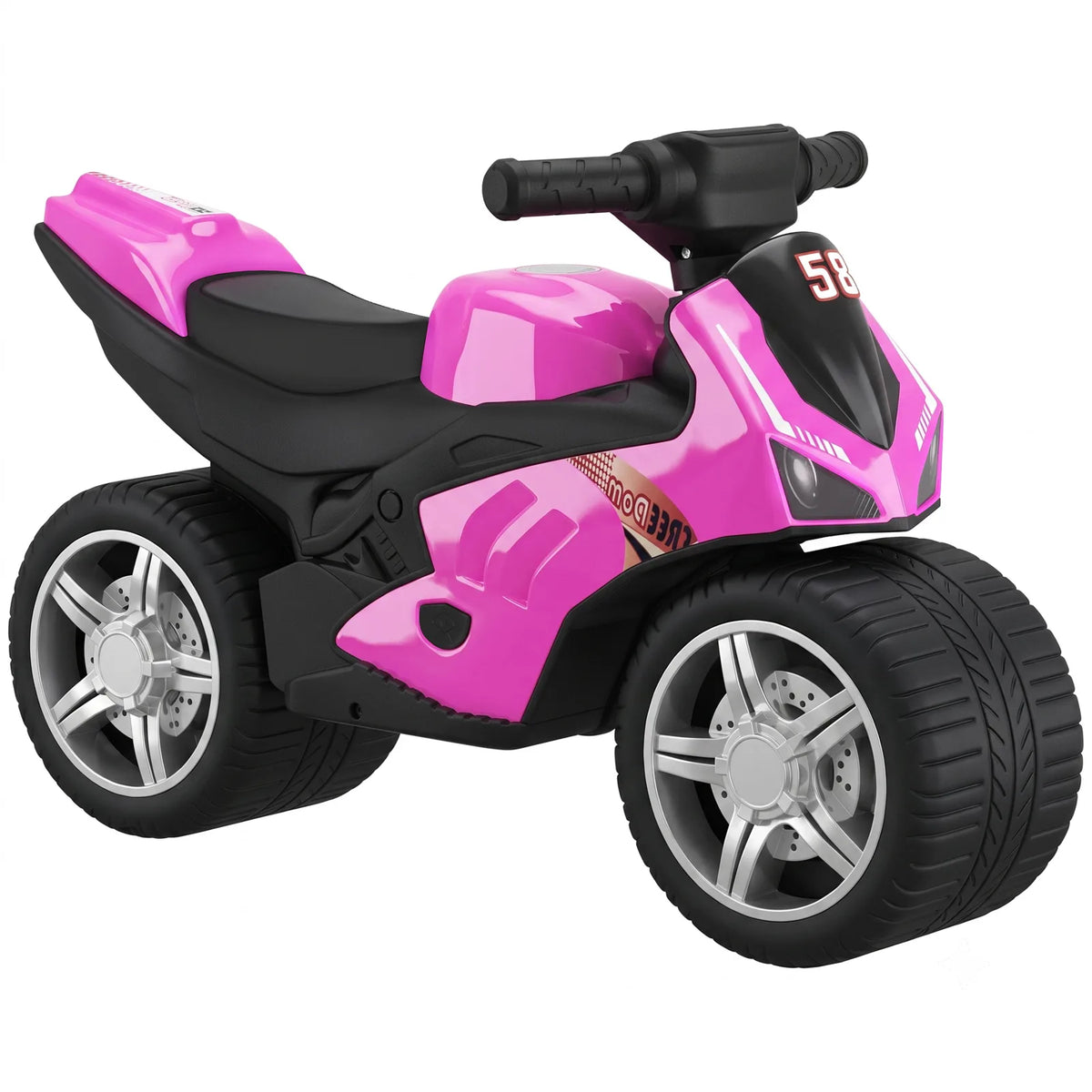 AIYAPLAY Toddler Balance Bike with Music, Extra-Wide PP Tyres & Motorbike Design – Boys and Girls Ride-On, Pink