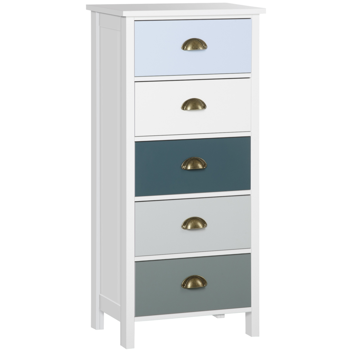 HOMCOM 5-Drawer Chest of Drawers with Bronze-Tone Metal Handles – Bedroom and Hallway Storage