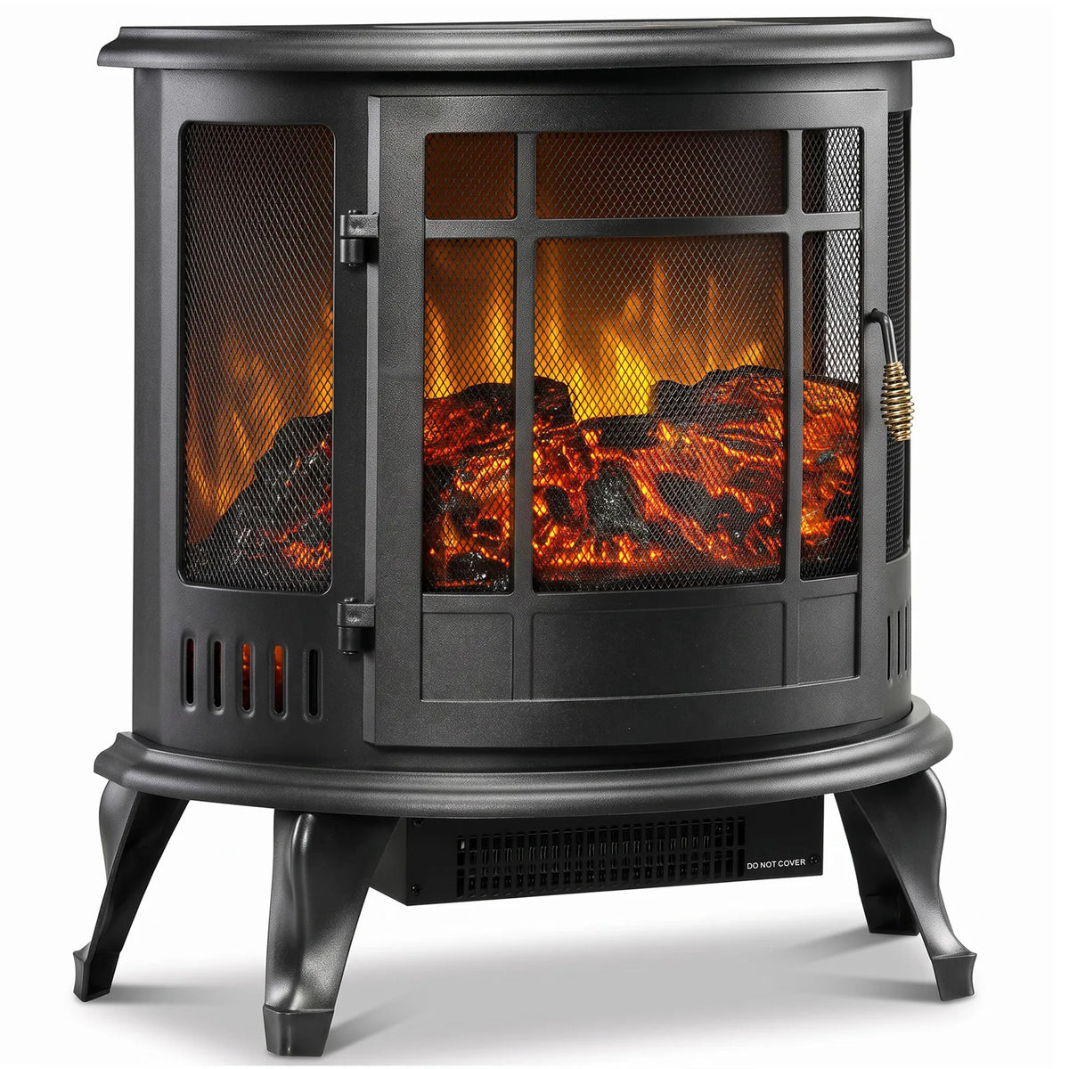 HOMCOM 2000W Electric Fireplace Stove with Realistic LED Flame – Freestanding Log Burner Heater, Black