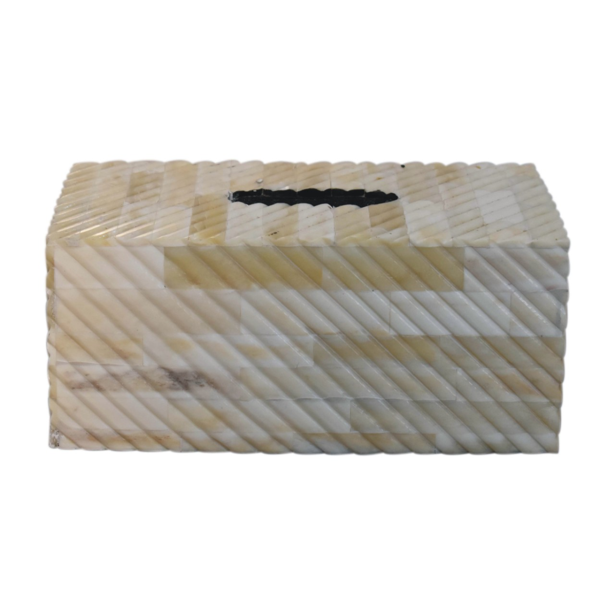 Artisan Furniture Solid Wood Bone Inlay Tissue Box Cover – Rectangular Holder for Coffee Table or Bedside