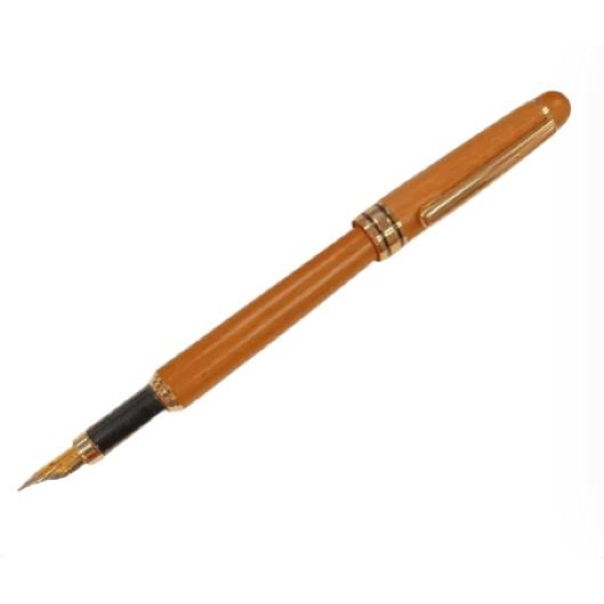 Imperial Handcrafted Natural Wood Fountain Pen with Gold Trim and Fine Nib – Light Brown, IMP323M