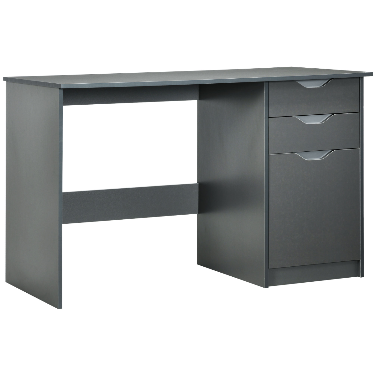 HOMCOM Computer Desk with 3 Drawers – Home Office Workstation with High Gloss Finish, Grey