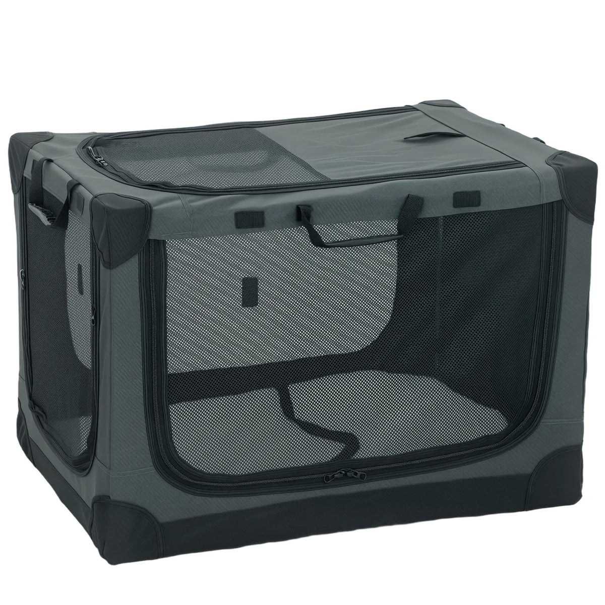 PawHut Foldable Soft Dog Crate with Removable Pad and Mesh Windows, 76 x 54 x 54 cm – Pet Travel Carrier, Army Green