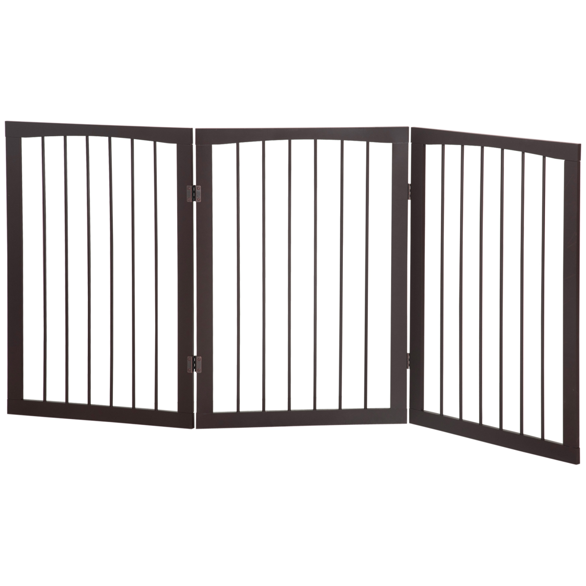 Pawhut Folding Freestanding Pine Wood Pet Gate – 3-Panel Indoor Dog Fence and Safety Barrier for Small Dogs