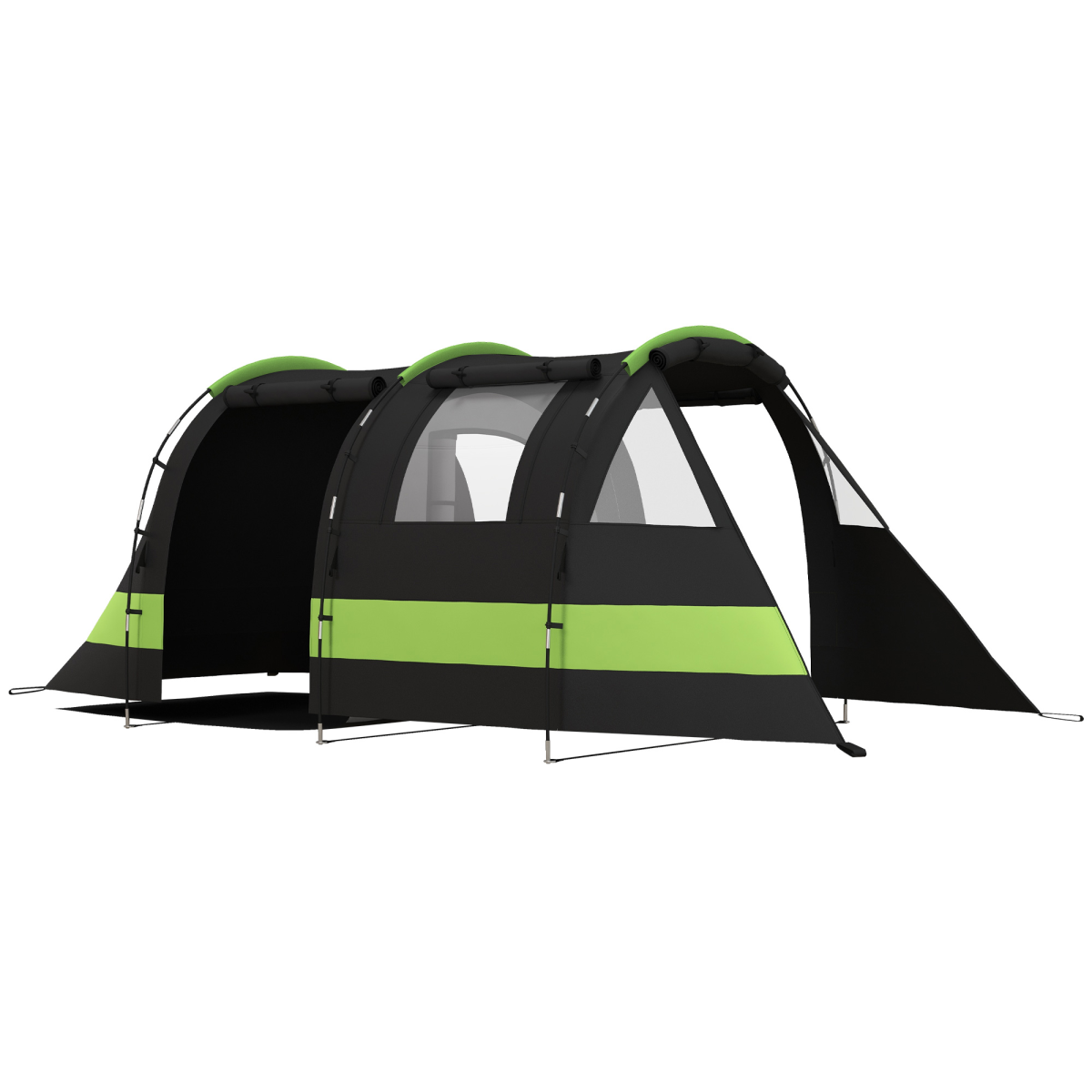 Outsunny Blackout Camping Tent with Bedroom & Living Room, 3000mm Waterproof – 4–5 Person Family Tent, Black