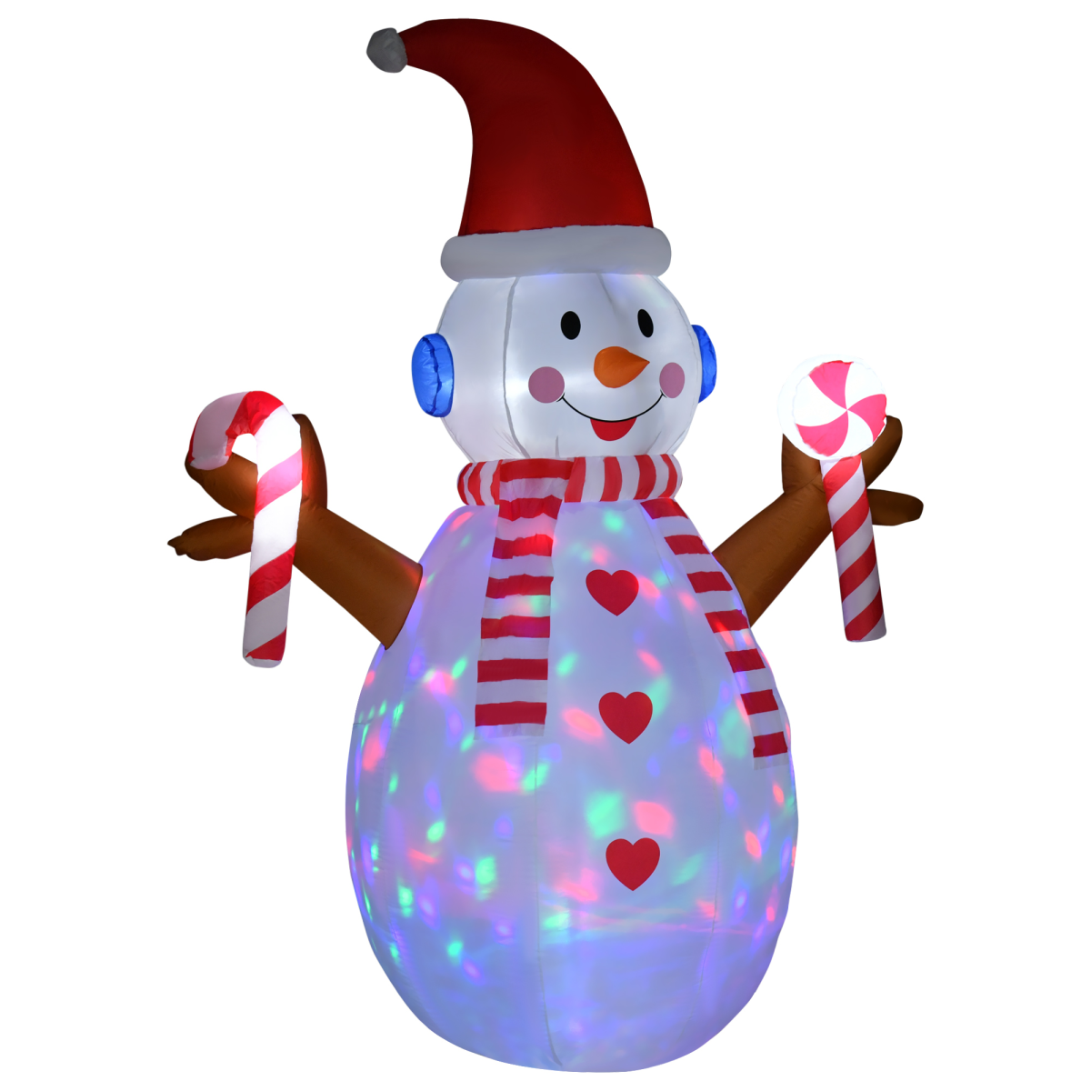 HOMCOM 8ft Christmas Inflatable Snowman with Candy and Rotating Lights – Indoor Outdoor Festive Decoration