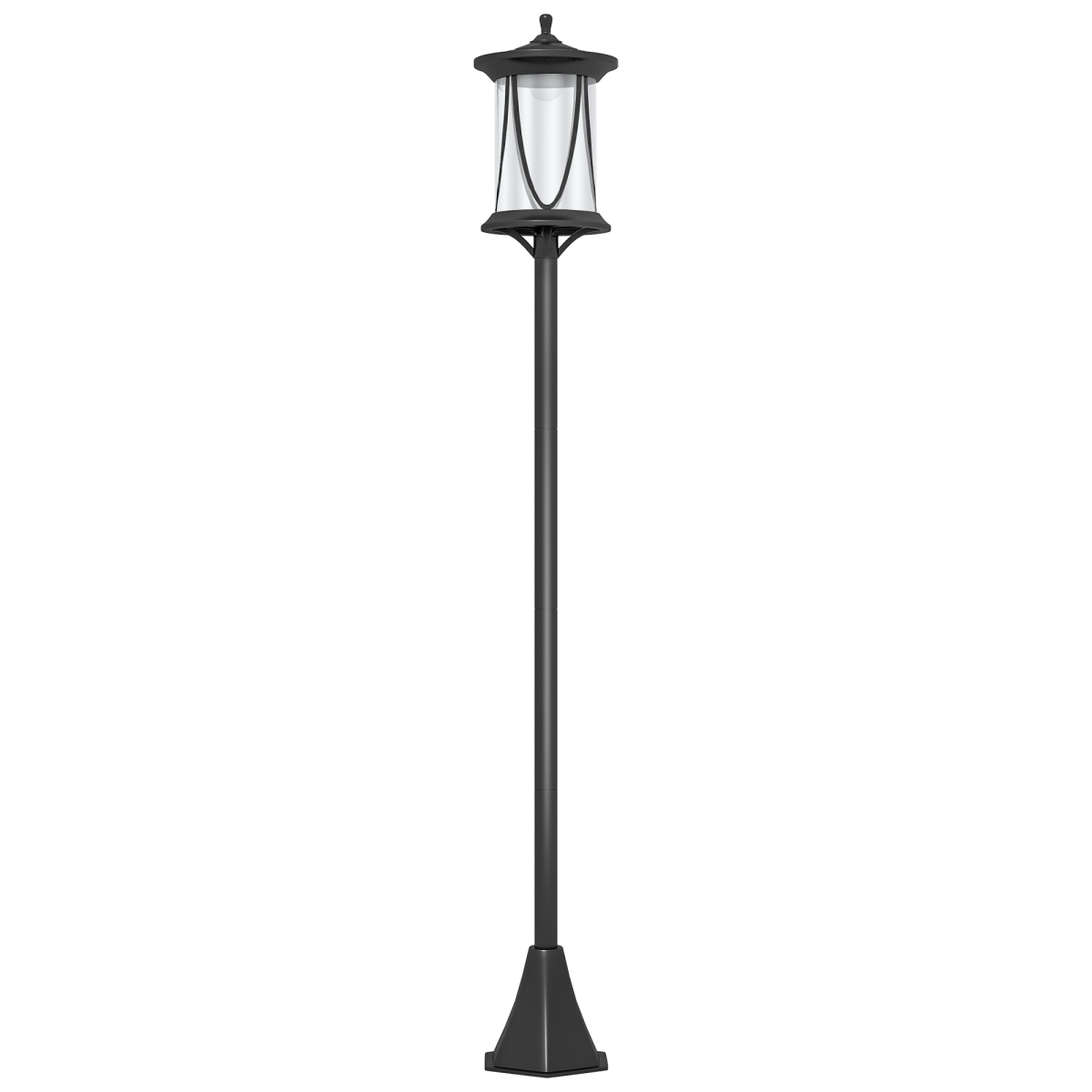 Outsunny 1.3m Solar LED Outdoor Street Light, IP44 Waterproof – Garden Pathway Lamp, Cool White, Black