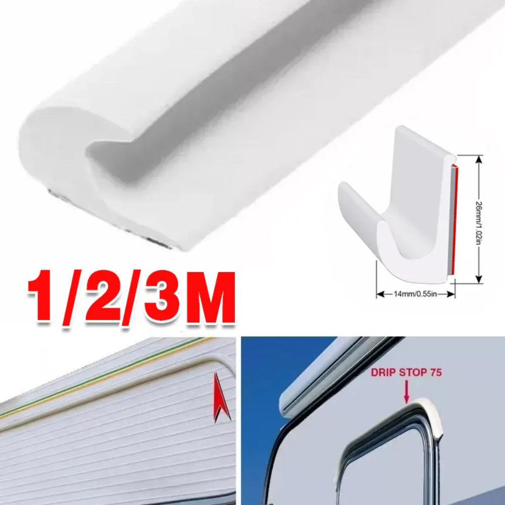 Drip Stop Door Rain Gutter Deflector, 1m / 2m / 3m – Self-Adhesive Drip Guard for Caravan & Motorhome