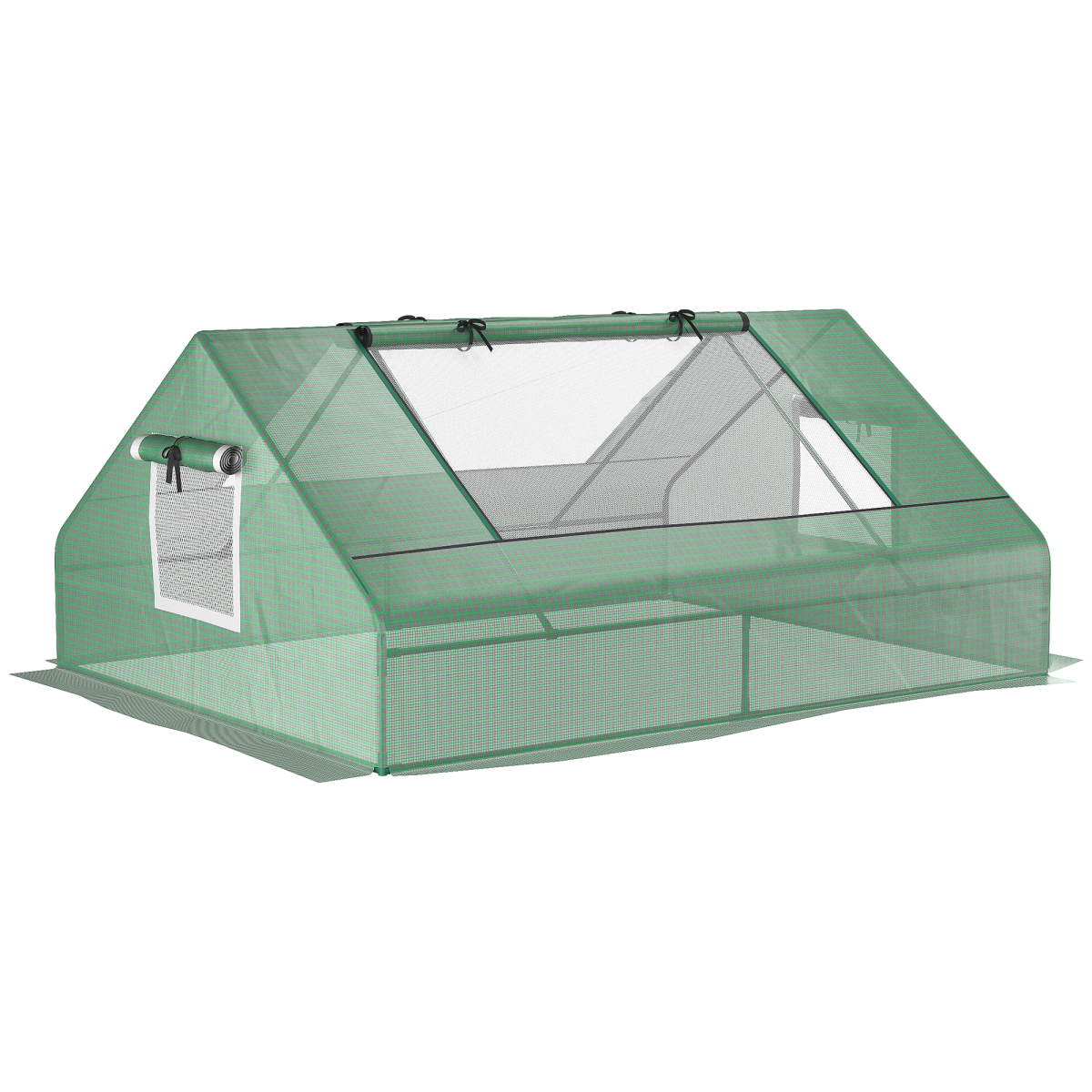 Outsunny Mini Portable Greenhouse with Zipped Windows & Door and Steel Frame – 180 x 140 x 80cm, Dark Green