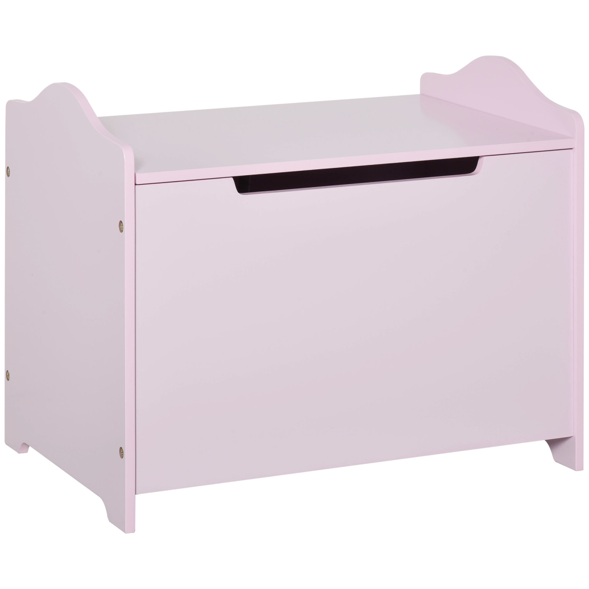 HOMCOM Kids Toy Box with Safety Lid – Pink Storage Chest for Bedroom, 60 x 40 cm, Ages 3+