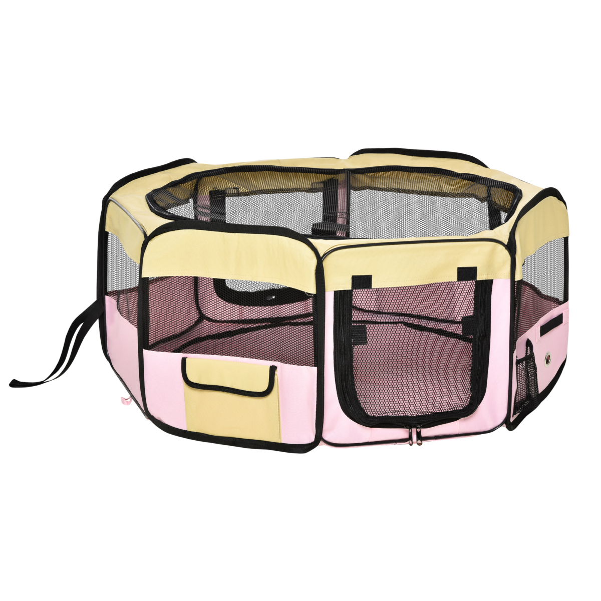 Soft Fabric Pet Playpen for Dogs, Cats, Puppies and Rabbits – 8-Panel Foldable Indoor and Outdoor Pen, Pink, Small