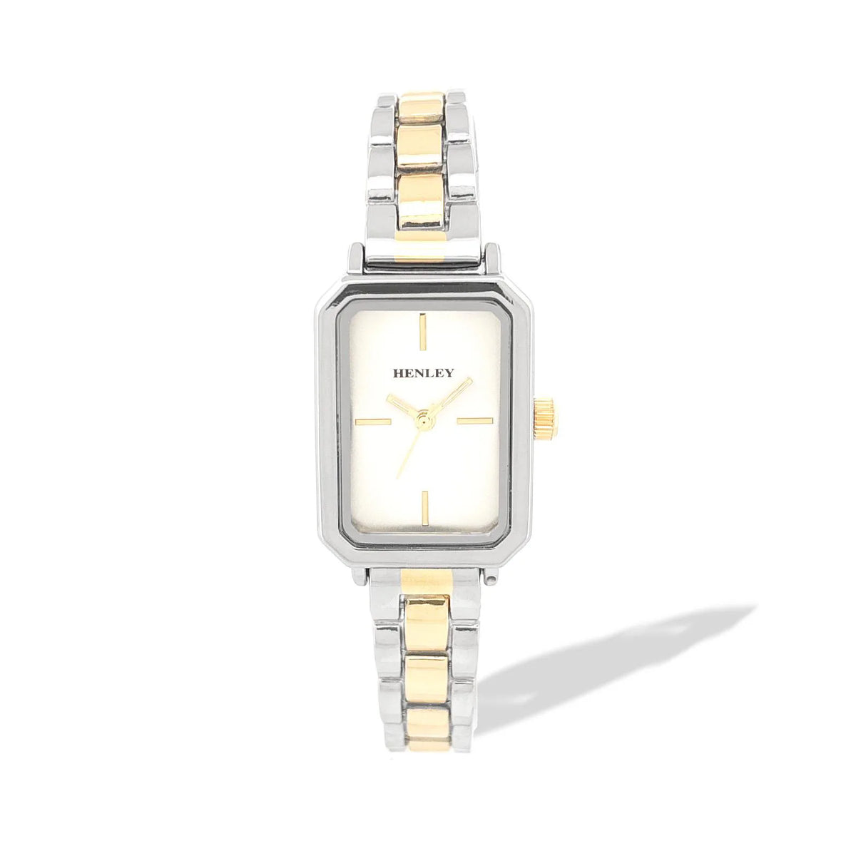 Henley Womens Mnimal Rectangular Bracelet Watch - Two Tone