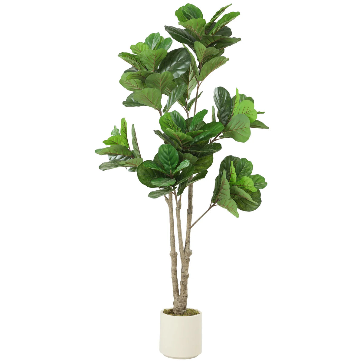 HOMCOM 180cm Artificial Fiddle Leaf Fig Tree with 98 Leaves and White Pot – Lifelike Faux Plant, Green