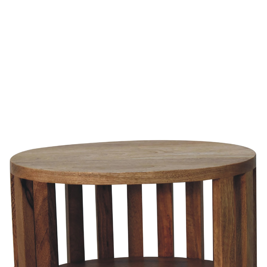 Artisan Furniture Ariella Double Shelf Bedside Table – Solid Mango Wood, Japanese-Inspired, Oak-ish, Brown