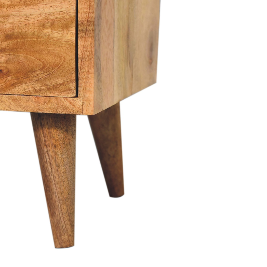 Artisan Mini Classic Solid Wood Bedside Table with 2 Drawers & Open Slot – Compact Bedroom Storage, Brown