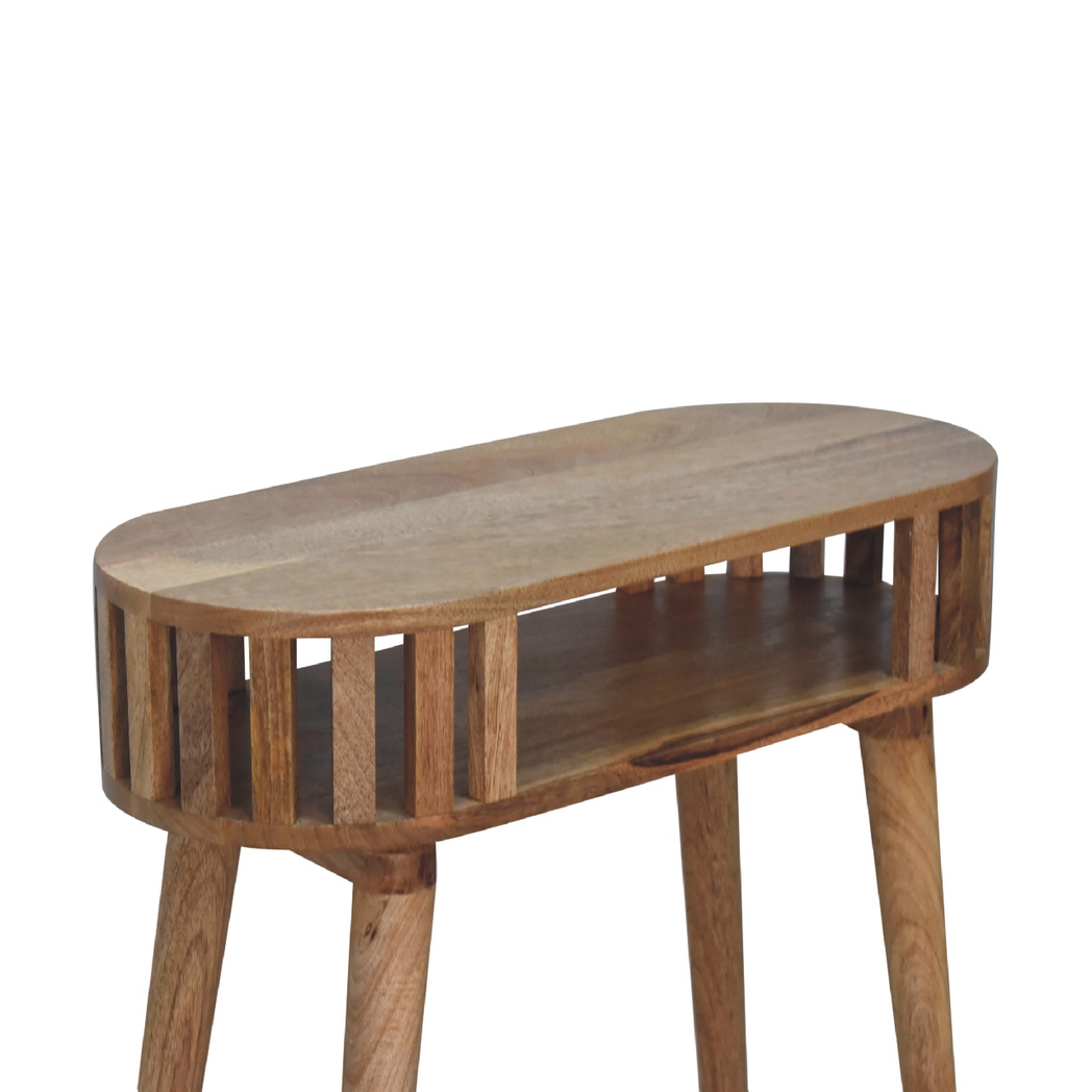 Artisan Ariella Solid Wood Console Table with Slim Profile – Japandi Hallway Furniture, Beige