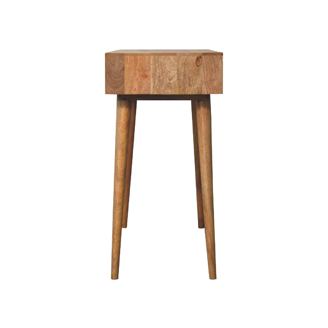 Artisan Furniture Solid Wood Dressing Table with Foldable Mirror & Drawers – Nordic Style, Oak-ish Finish, Beige