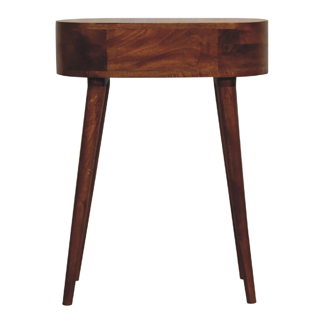 Artisan Furniture Solid Wood Mini Albion Console Table with Small Drawer – Compact Design, Chestnut Brown