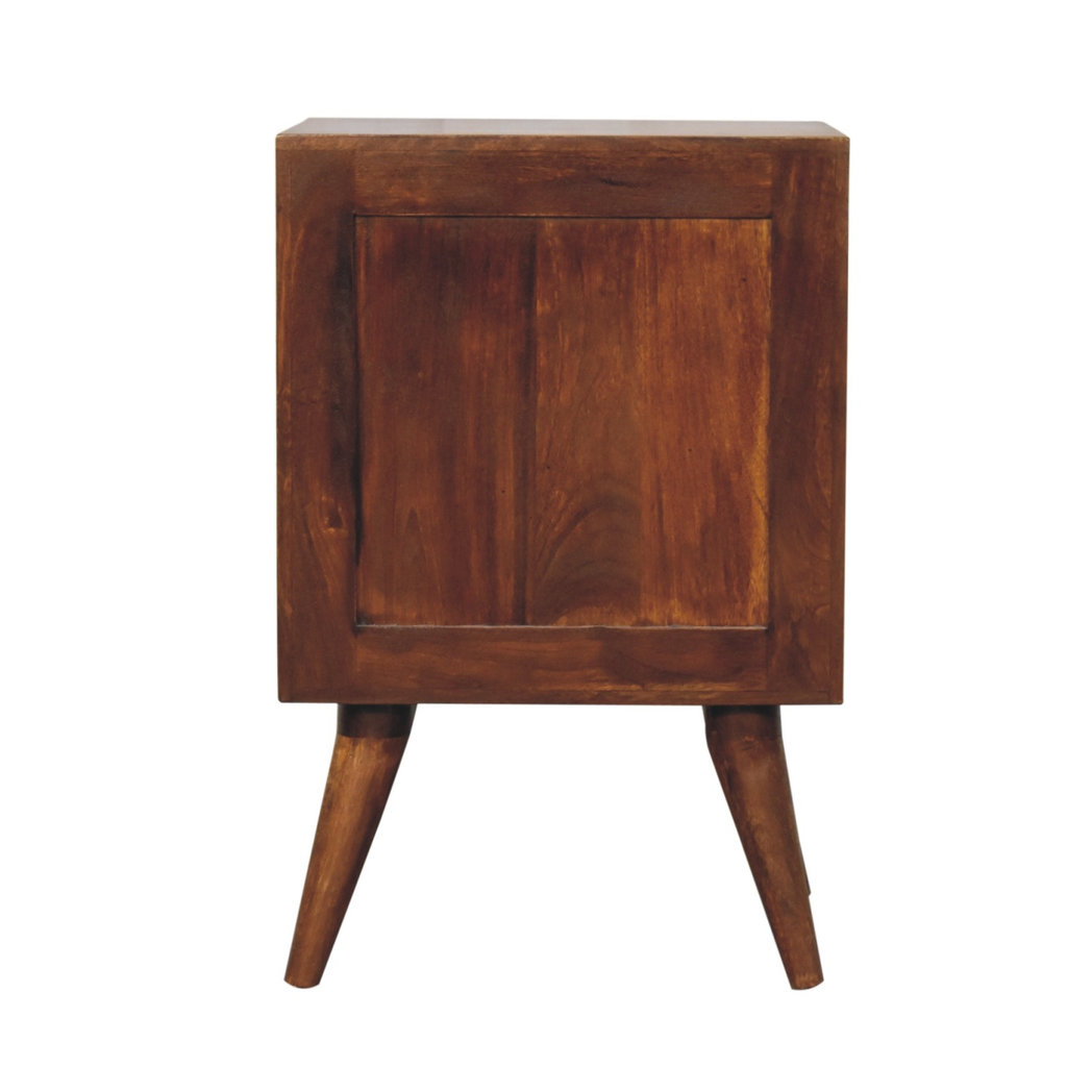 Artisan Furniture Solid Wood Quad Bedside Table with 2 Drawers – Nordic Style Mango Wood, Dark Brown