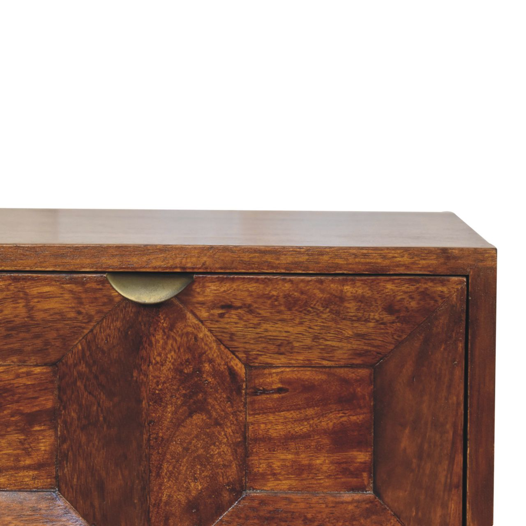 Artisan Furniture Solid Wood Quad Bedside Table with 2 Drawers – Nordic Style Mango Wood, Dark Brown