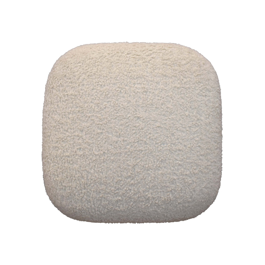 Artisan Furniture Boucle Square Footstool with Solid Wood Nordic Legs – Upholstered Accent Seat, Cream