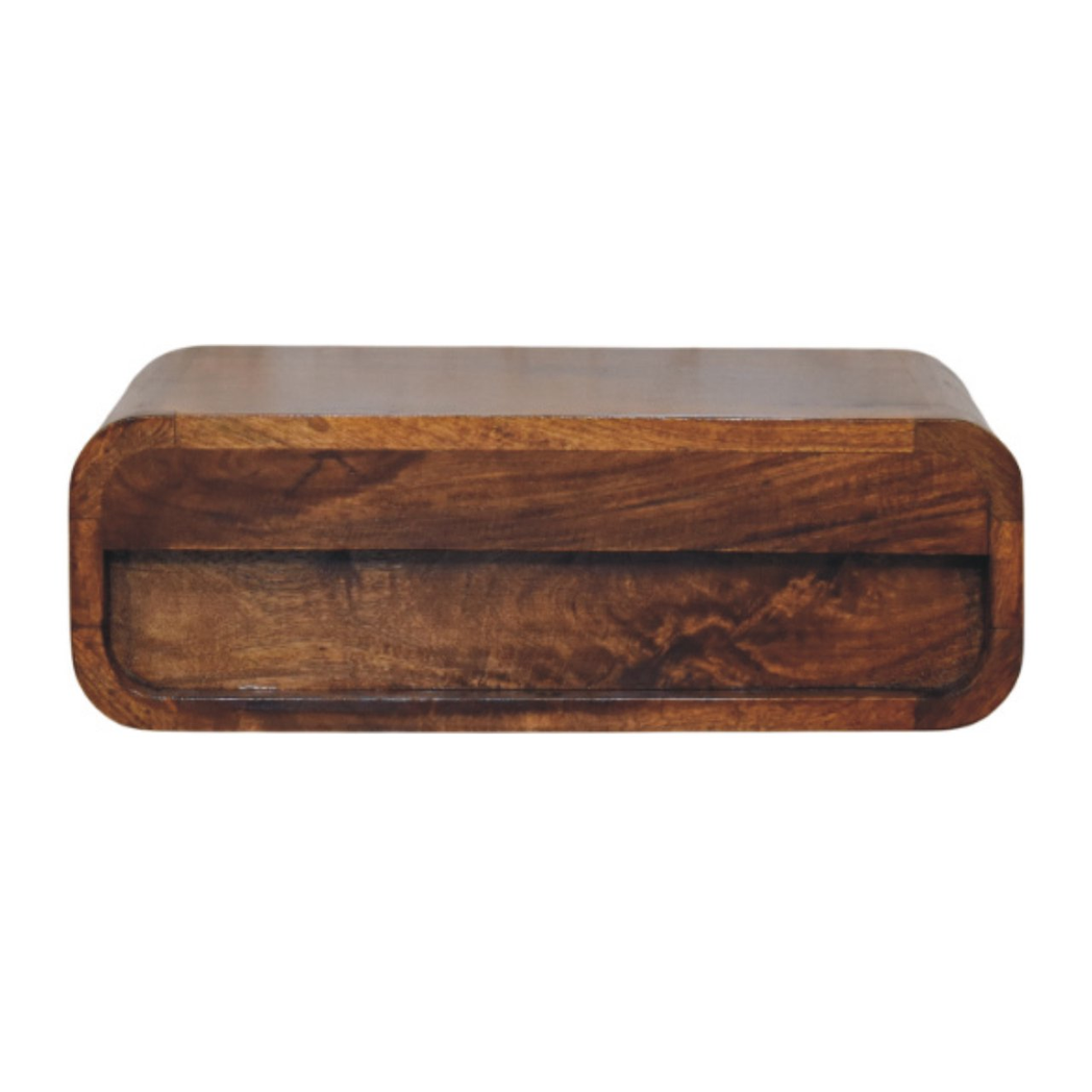 Artisan Avora Wall-Mounted Solid Wood Nightstand with Drawer – Floating Bedside Table, Honey Caramel