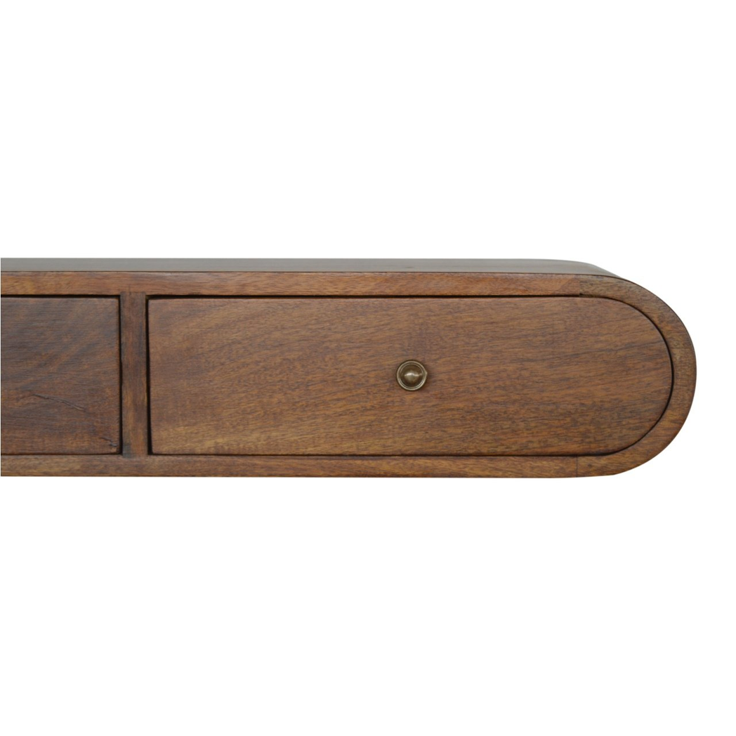 Artisan Furniture Solid Wood Floating London Console Table with 2 Drawers – Wall Mounted, Chestnut, Dark Brown