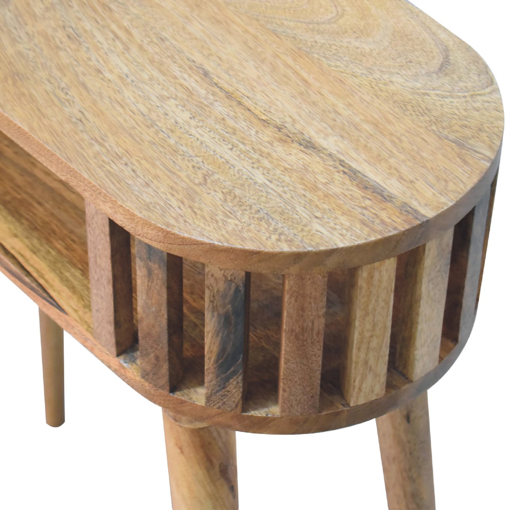 Artisan Ariella Solid Wood Console Table with Slim Profile – Japandi Hallway Furniture, Beige