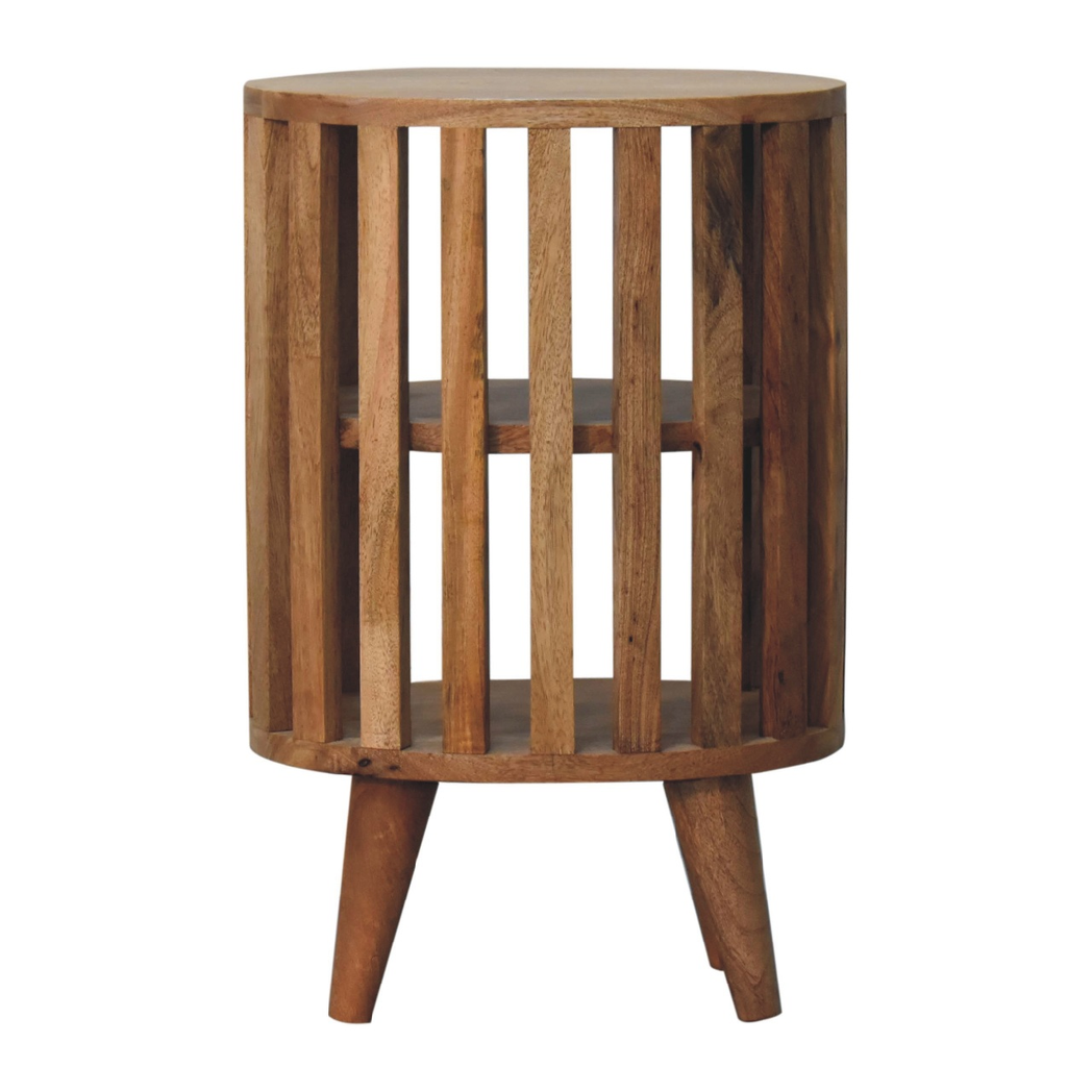 Artisan Furniture Ariella Double Shelf Bedside Table – Solid Mango Wood, Japanese-Inspired, Oak-ish, Brown