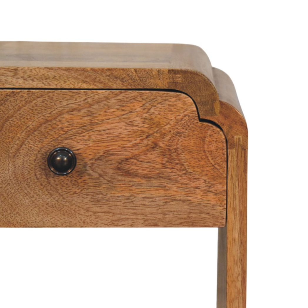 Artisan Newton Mini Solid Wood Nightstand with Drawer & Shelf – Compact Bedside Table, Brown