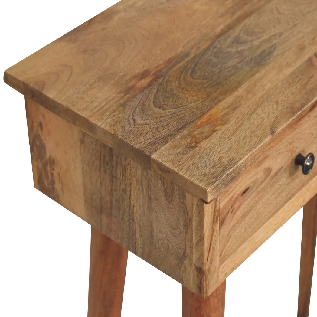 Artisan Furniture Solid Wood Mini Hallway Console Table with 2 Drawers – Nordic Design, Oak-ish, Brown
