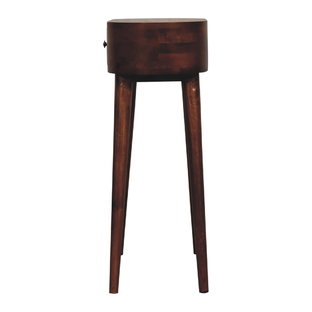 Artisan Furniture Solid Wood Mini Albion Console Table with Small Drawer – Compact Design, Chestnut Brown