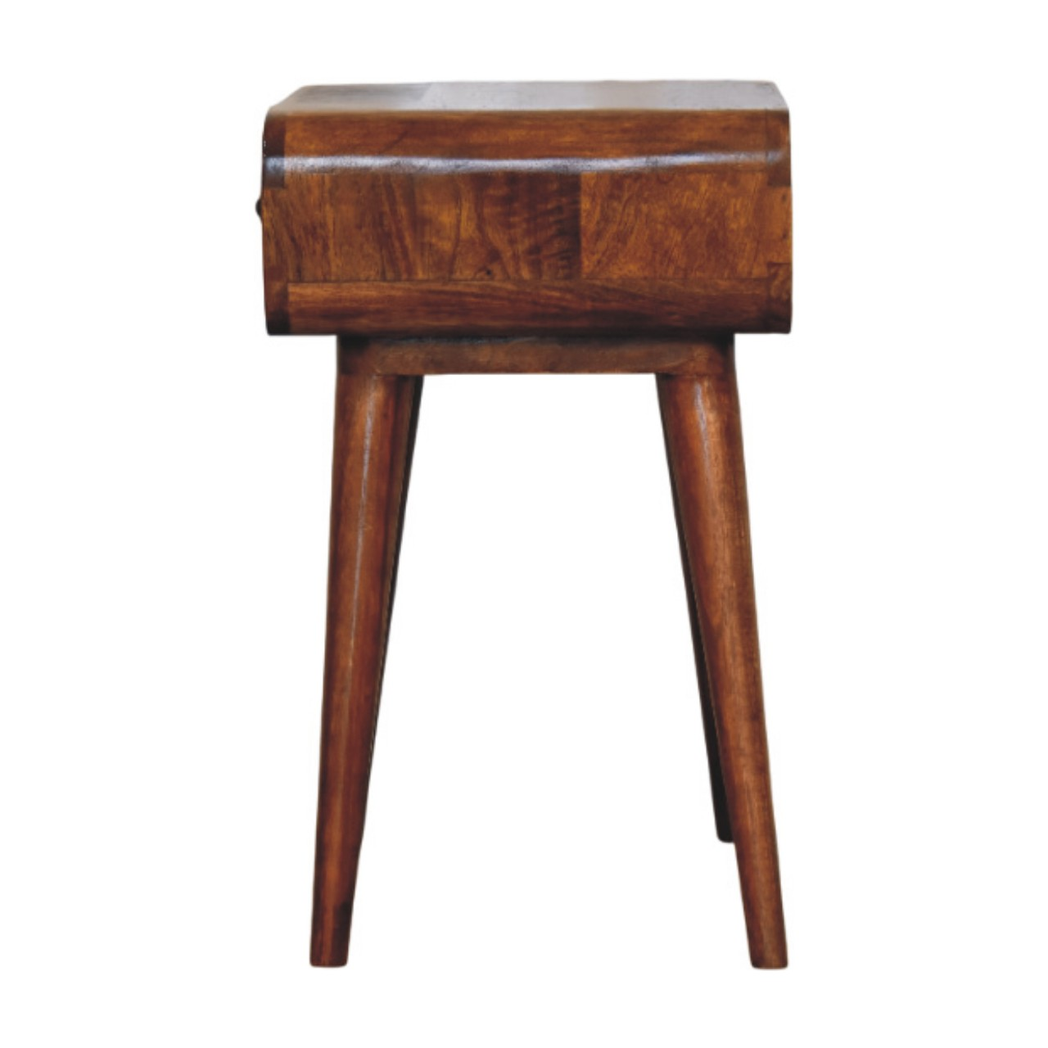 Artisan Furniture Solid Wood Avora Nightstand with 1 Drawer – Mid-Century Bedside Table, Chestnut Brown