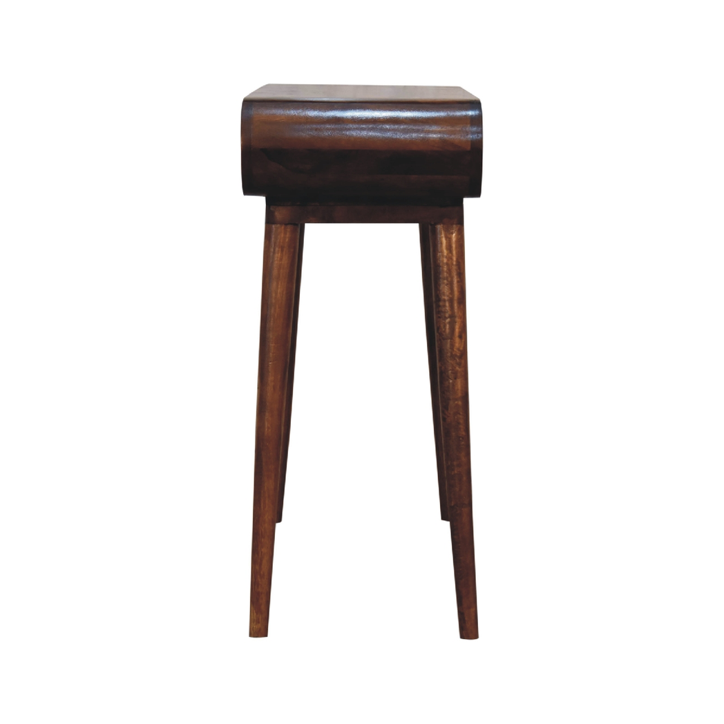 Artisan Furniture Solid Wood Amaya Nordic Open Console Table with 1 Shelf – Round Edges, Dark Brown