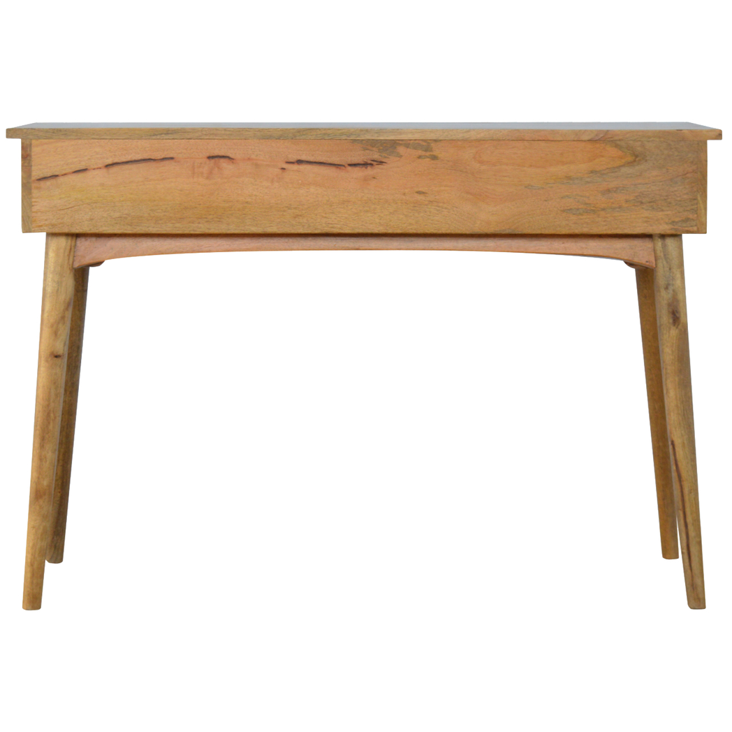 Artisan Furniture Solid Wood 3 Drawer Console Table, Nordic Style Hallway Storage – Slim Mango Wood, Brown