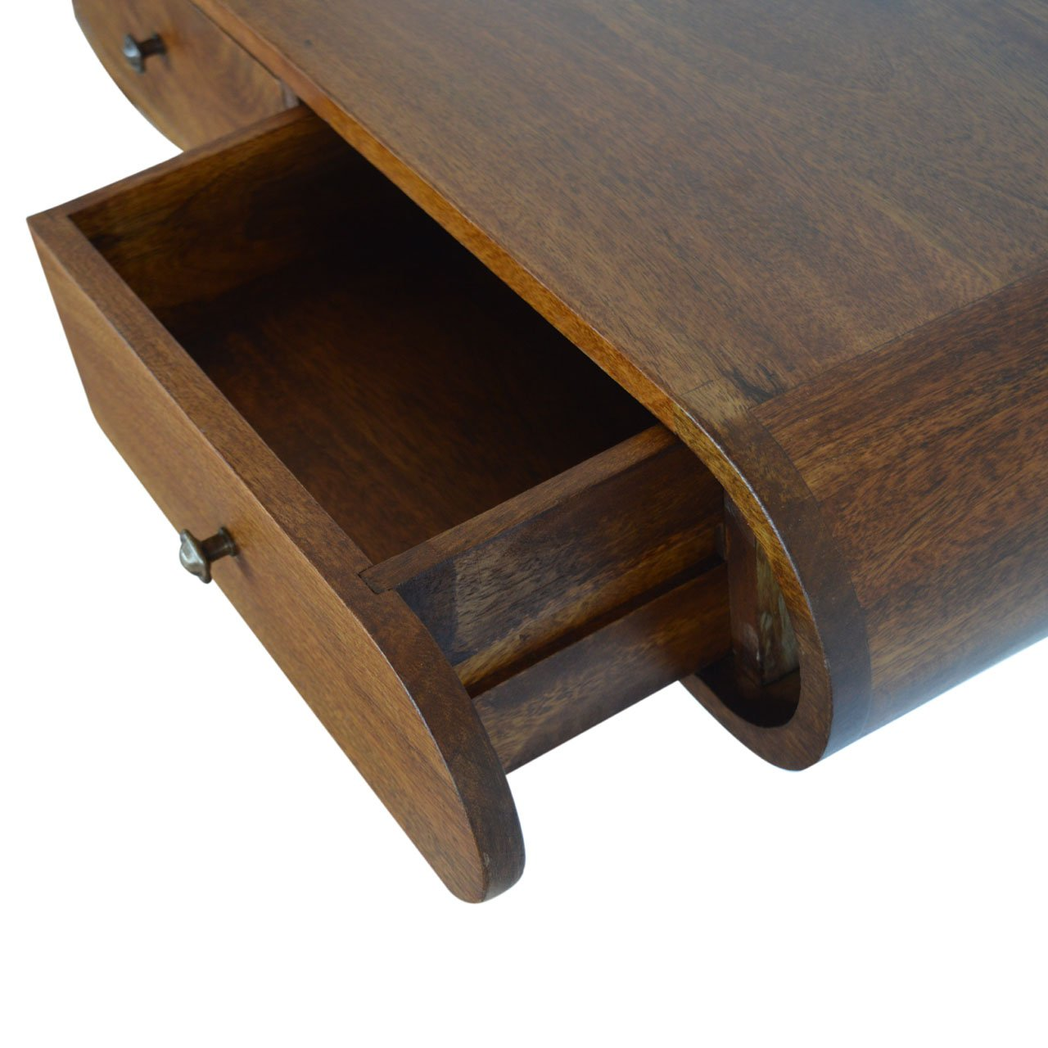 Artisan Furniture Solid Wood Floating London Console Table with 2 Drawers – Wall Mounted, Chestnut, Dark Brown