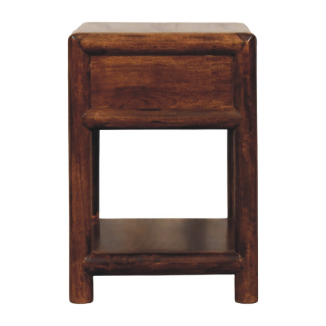 Artisan Furniture Solid Wood Regency Nightstand with 1 Drawer & Lower Shelf – Chestnut Bedside Table, Dark Brown