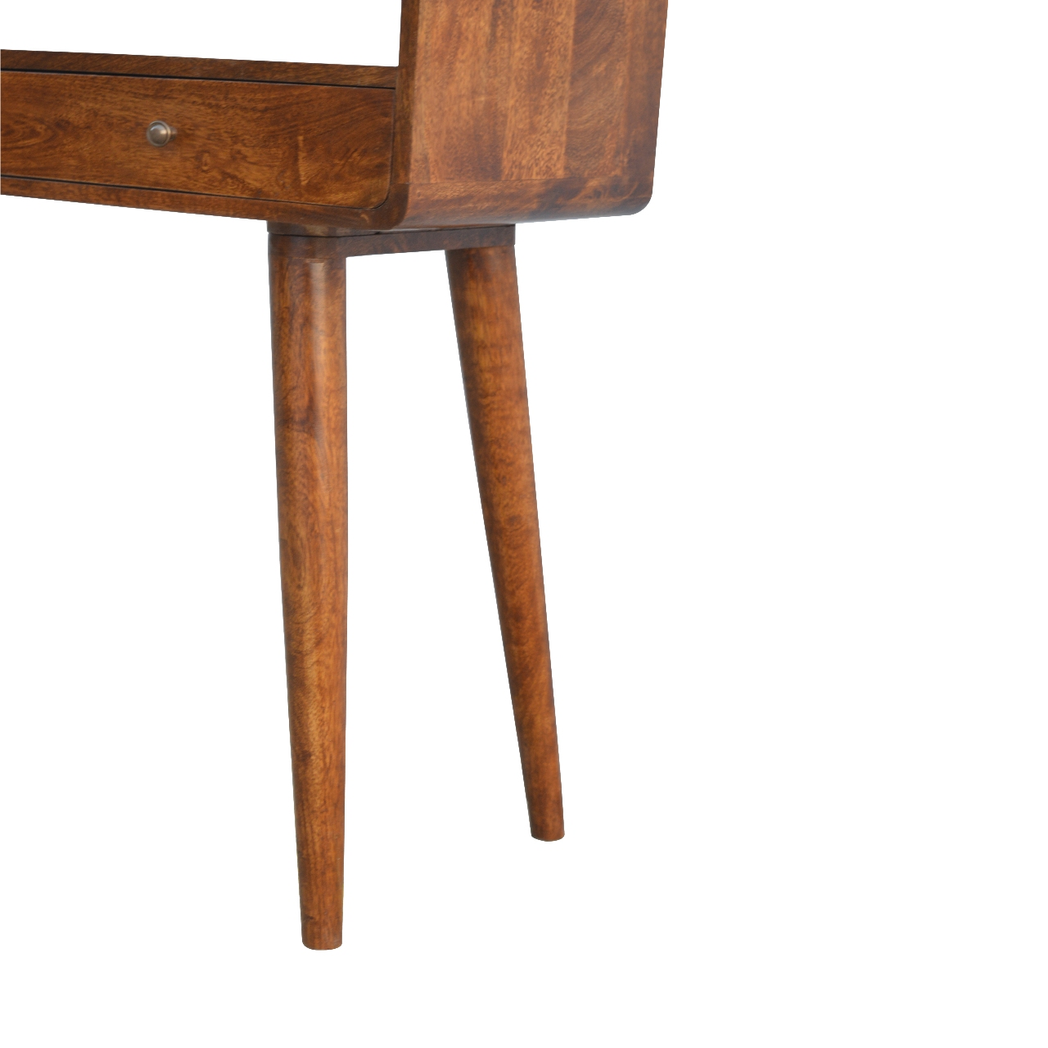 Artisan Curved Solid Wood Console Table with 2 Drawers – Hallway Furniture, Chestnut