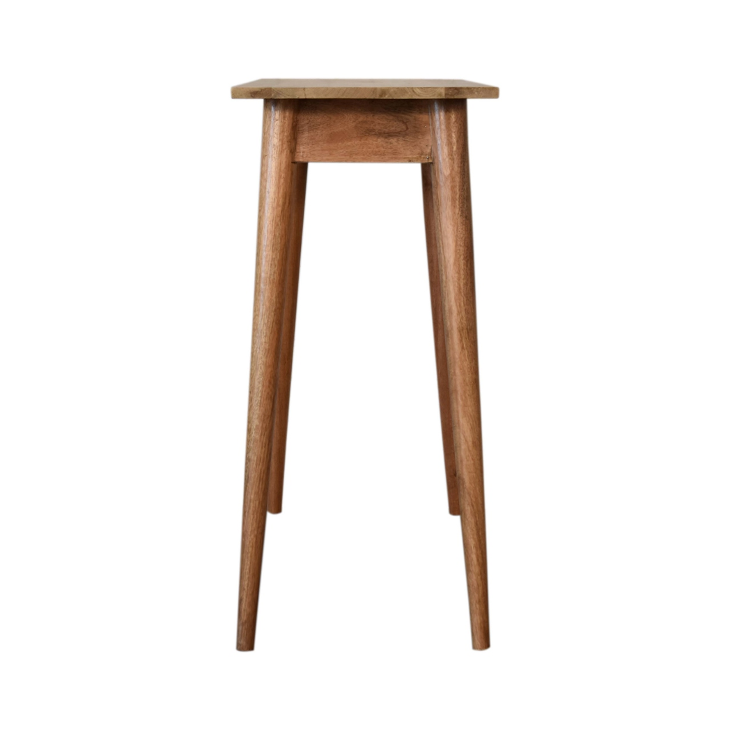 Artisan Furniture Solid Mango Wood Mini Nordic Style Writing Desk with 1 Drawer – Oak-ish Finish, Brown
