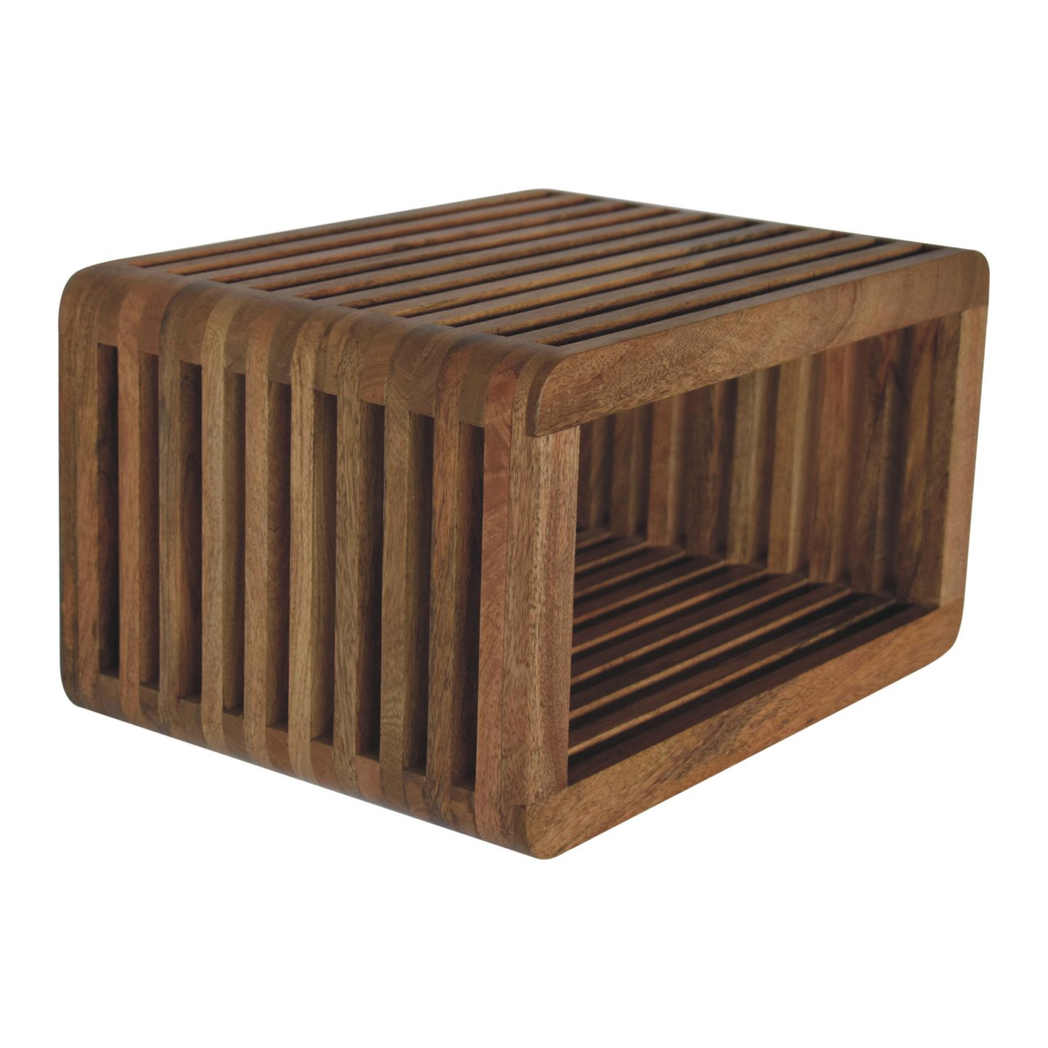 Artisan Furniture Solid Wood Soba Wall Mounted Bedside Table, Hand-Carved Design & Open Slot – Beige